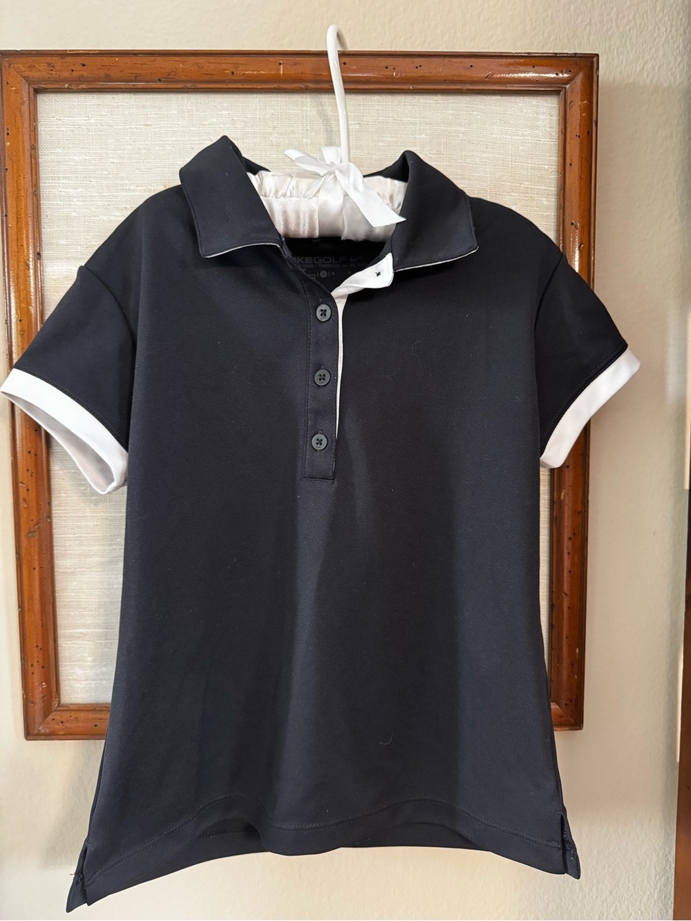 Girls' Nike Golf Black Polo with White Trim